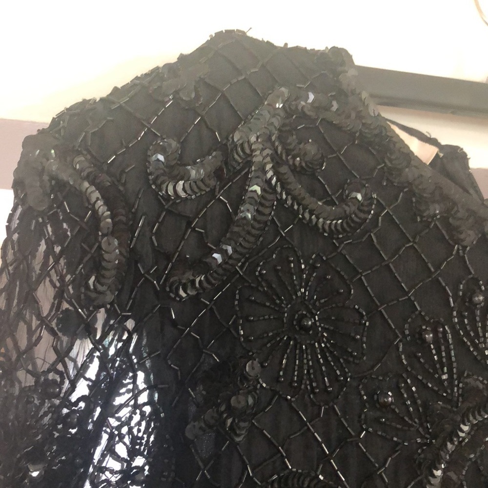 Vintage Lawrence Kazar silk beaded black dress - Picture 6 of 9